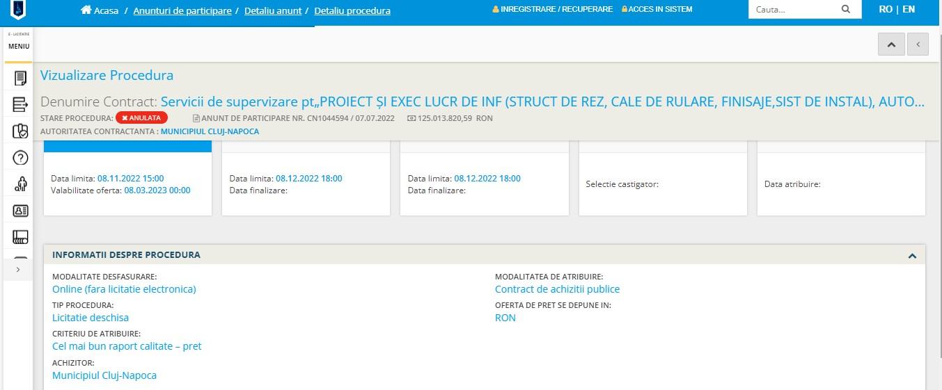 Licitație pentru METROUL din Cluj-Napoca, ANULATĂ