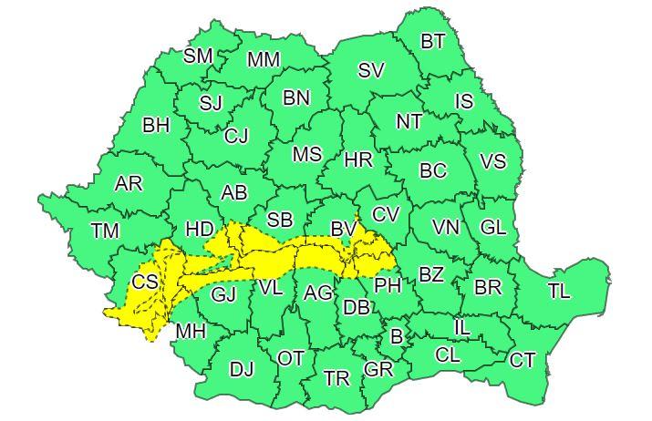 COD GALBEN de ninsori și viscol în mai multe județe din țară. Zonele vizate