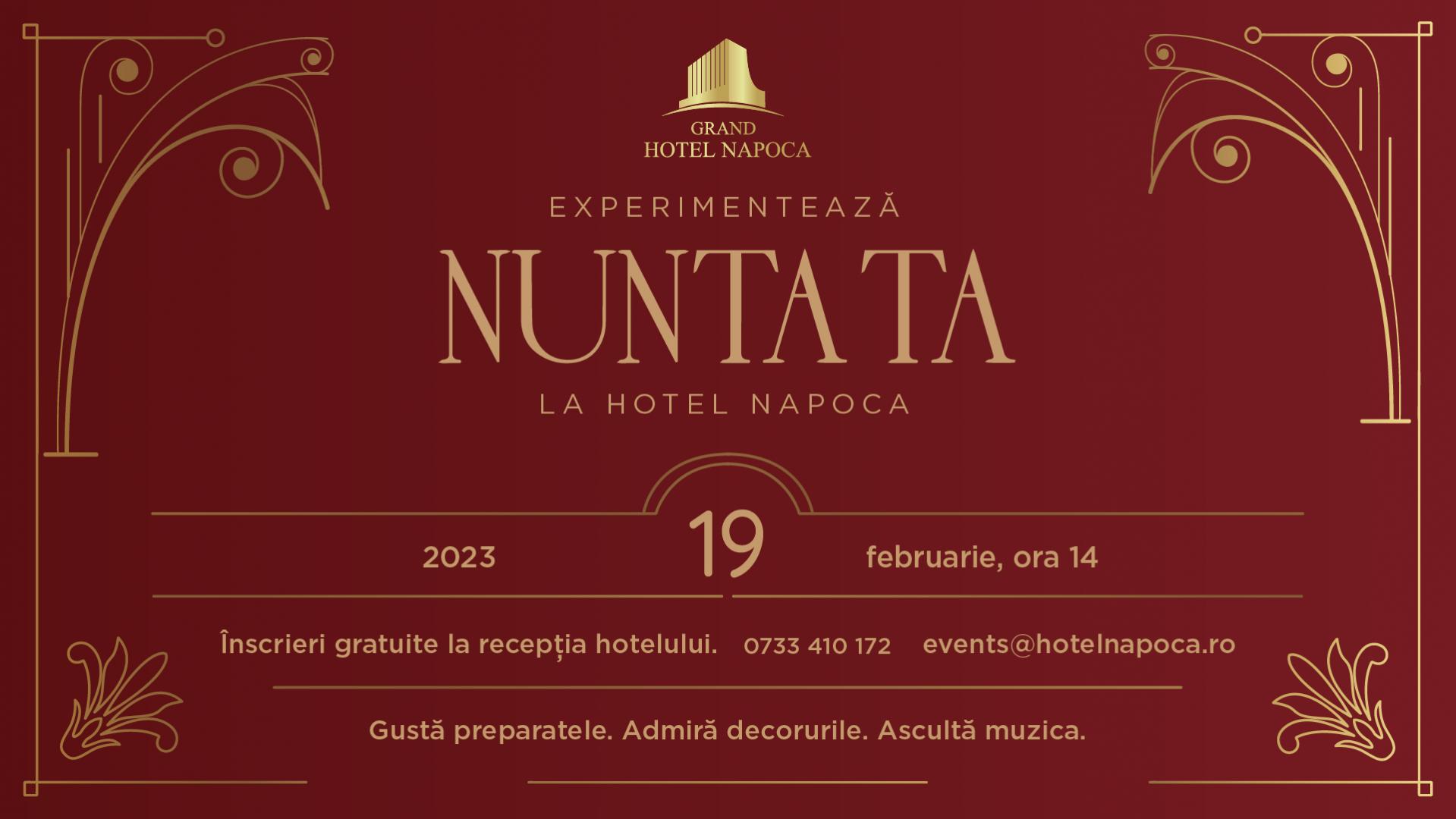 Nunta ta la Hotel Napoca - Eveniment plin de gust și eleganță pentru cuplurile care vor spune DA în 2023