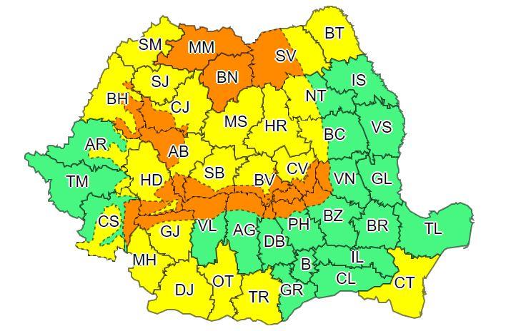 Clujul, sub COD PORTOCALIU și GALBEN de viscol și vânt puternic la munte