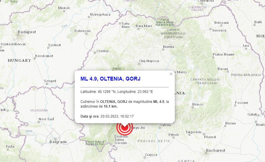 CUTREMUR în Gorj, resimțit din nou și la Cluj