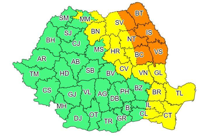 Meteorologii au prelungit atenționările de vreme rea. Frig, ninsori și vânt până în weekend