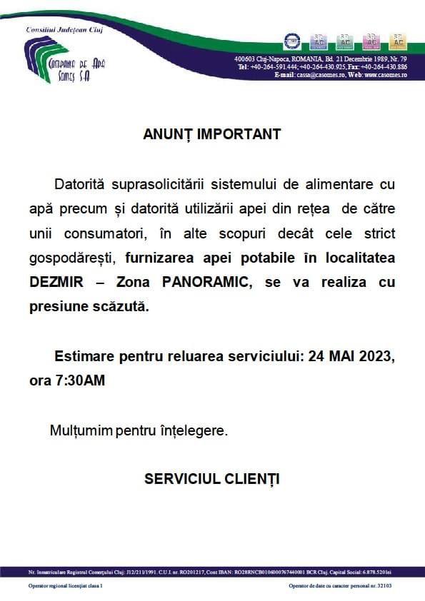 Încă nu a început sezonul udatului grădinilor, iar clujenii din Dezmir spun că de la orele amiezii nu mai au apă potabilă