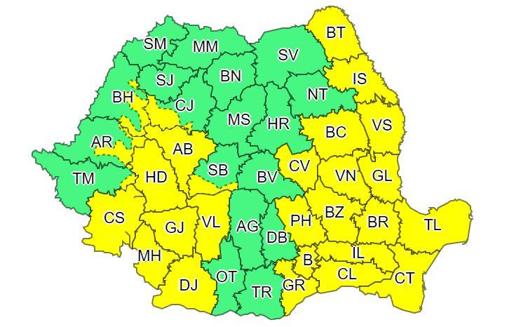 Încă o furtună? COD GALBEN de ploi torențiale, vânt și grindină la Cluj