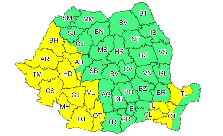 Vine furtuna! COD GALBEN de ploi torențiale, vijelii și grindină la Cluj