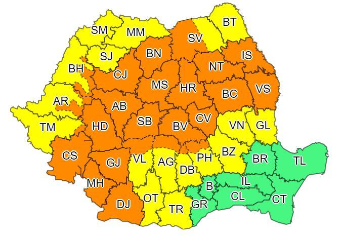 Vine furtuna! COD PORTOCALIU de vijelii, grindină și ploi torențiale la Cluj