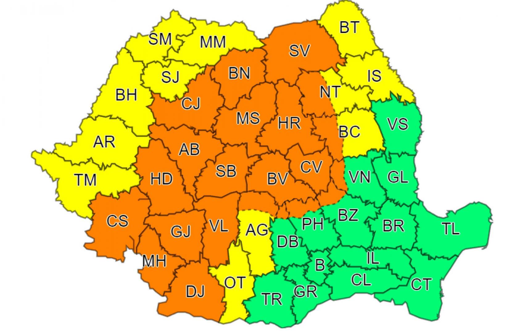 Noi avertizări de vreme rea în Cluj. COD PORTOCALIU de furtună în tot județul