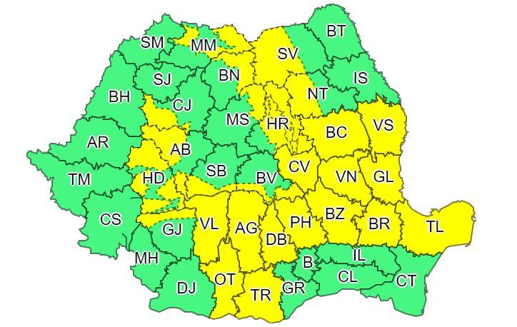 Nu scăpăm de vremea rea! Avertizarea COD GALBEN, prelungită la Cluj