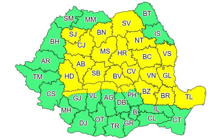 Nu scăpăm de vremea rea! O nouă atenționare COD GALBEN de FURTUNI la Cluj