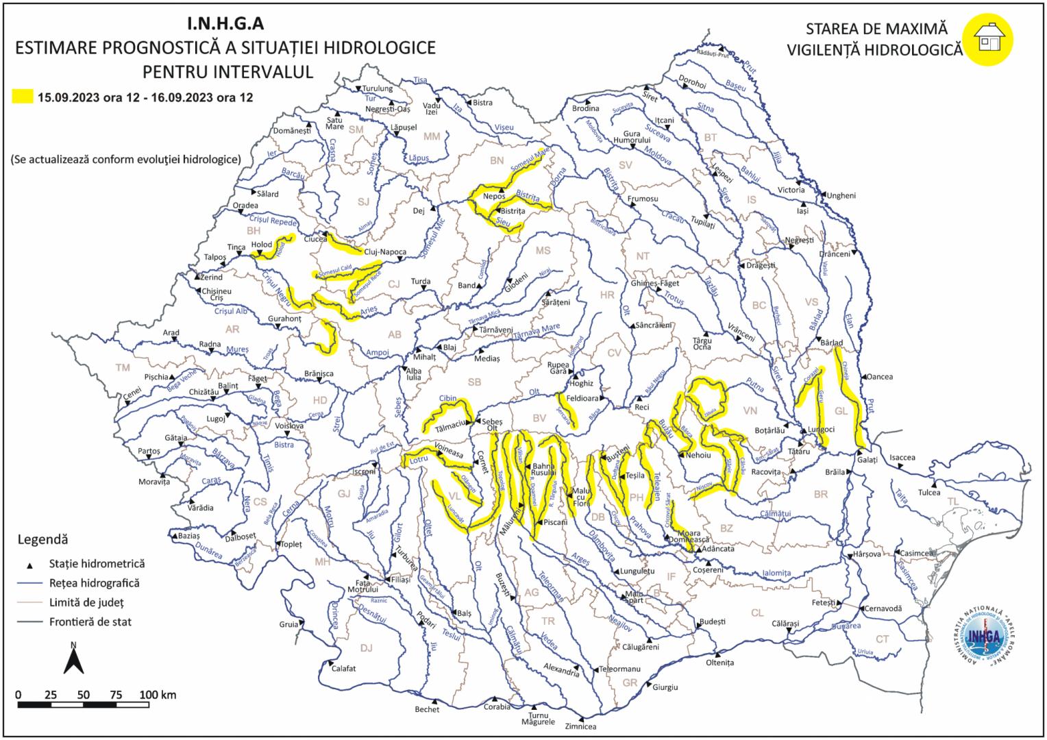 Alertă de viituri în Cluj! Zonele vizate de avertizarea hidrologilor