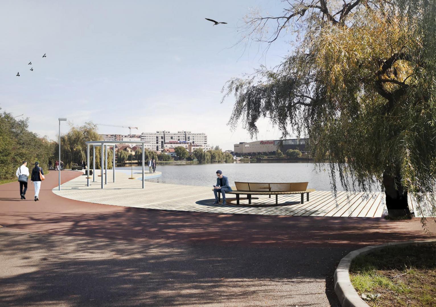 Cum se reamenajează malurile lacului Gheorgheni: Două noi pontoane, pavilion, fântână arteziană, seabike-uri și paddle boarduri
