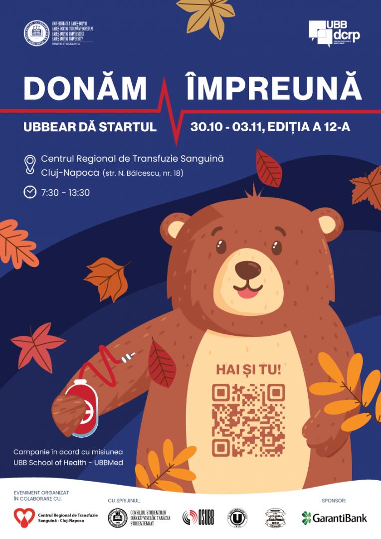 UBB Cluj, o nouă campanie de donare de sânge: "UBBEAR dă startul!"