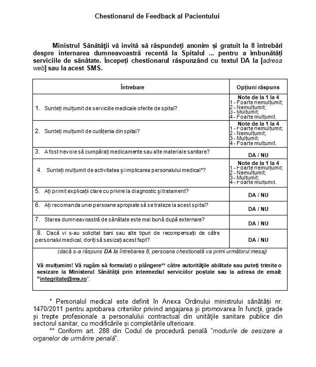 Schimbări în mecanismul de feedback al pacientului în spitale