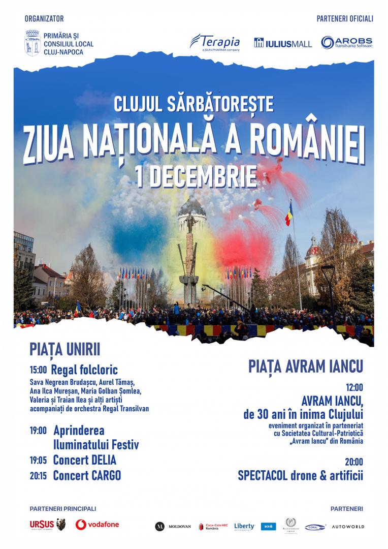 Cluj-Napoca sărbătorește Ziua Națională a României. Programul zilei de 1 Decembrie