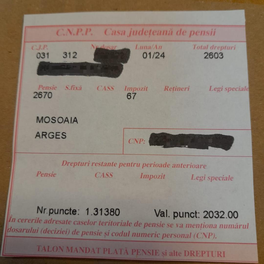 Se tipăresc deja primele cupoane de pensie pentru 2024. Cum arată tichetele cu pensia mărită cu 13,8%