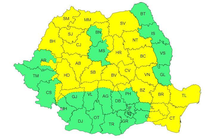 O nouă atenționare COD GALBEN de vânt puternic la Cluj. Zonele în care rafalele ajung la 100 km/h