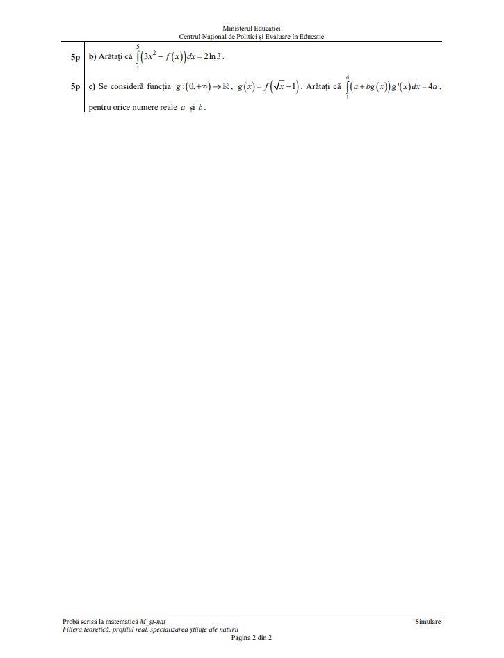 Simulare BAC 2024. Ce au avut de rezolvat elevii la Matematică