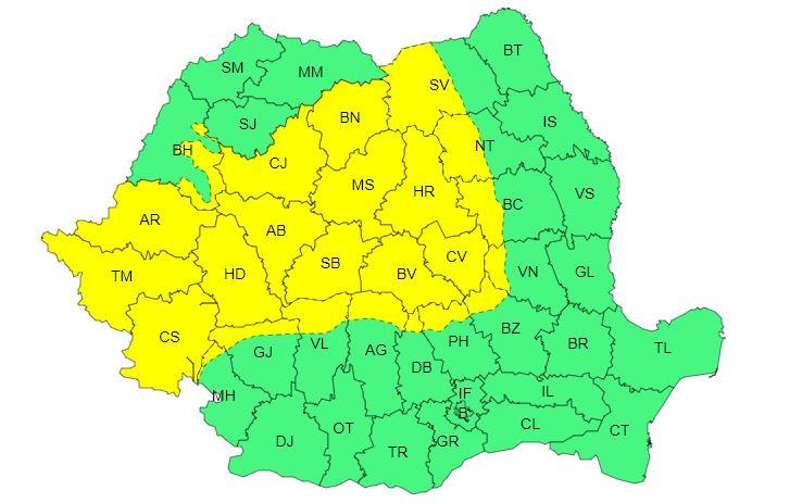 Avertizare meteo de vreme rea la Cluj! COD GALBEN de ploi, grindină și vijelii. Temperaturile vor scădea semnificativ