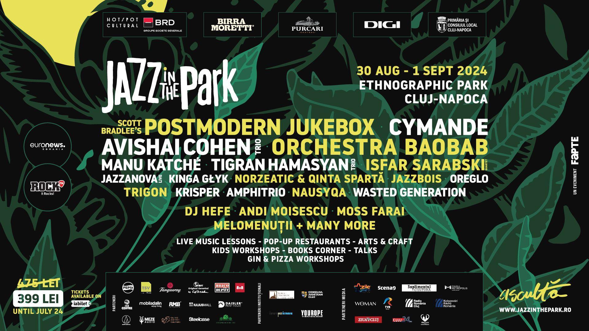 Jazzul în toate formele lui, la cea de-a 12-a ediție Jazz in the Park. Noi artiști confirmați