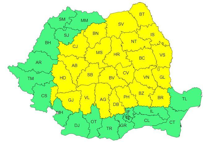 Vine furtuna! Clujul, sub COD GALBEN de ploi torențiale, descărcări electrice, vijelii și grindină