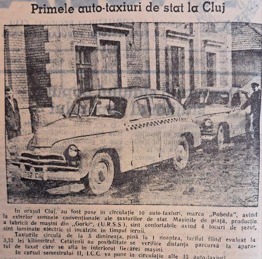 Primele auto-taxiuri la Cluj, 1956