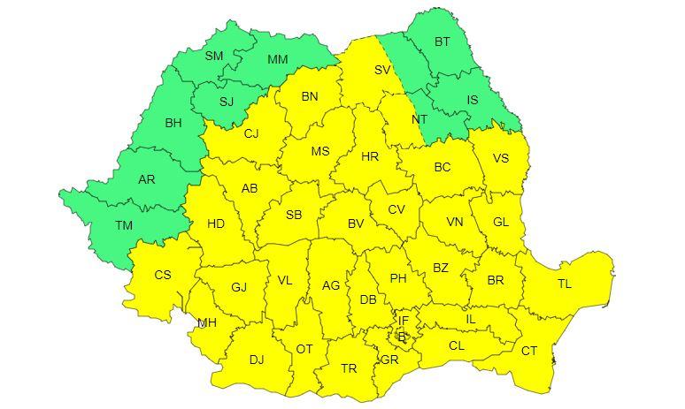 Revin furtunile! COD GALBEN de ploi, descărcări electrice, vijelii și grindină în Cluj