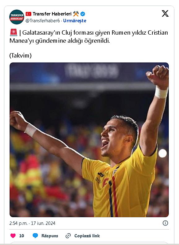 Ce scrie presa din Turcia despre transferul lui Cristi Manea la Galatasaray