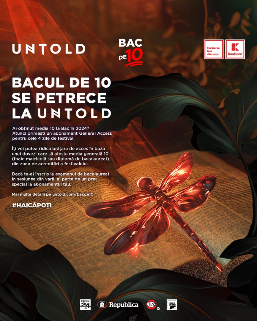 UNTOLD răsplătește elevii de 10 ai României prin campania "BAC DE 10"