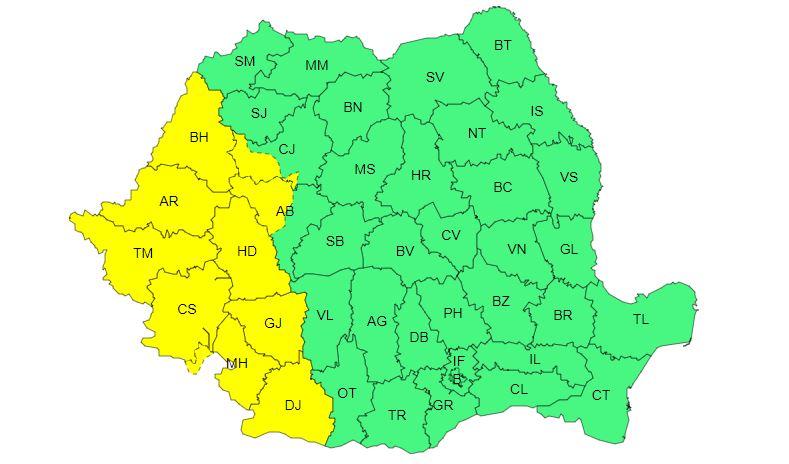 Nu scăpăm de vremea rea! Nouă atenționare Cod Galben de ploi, vijelii şi grindină în Cluj