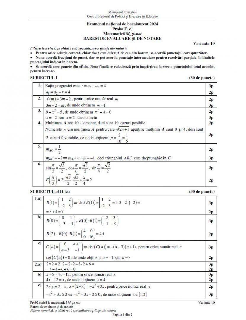 BAC 2024. SUBIECTELE și BAREMUL la Matematică. Ce au avut de rezolvat elevii, în funcție de profil