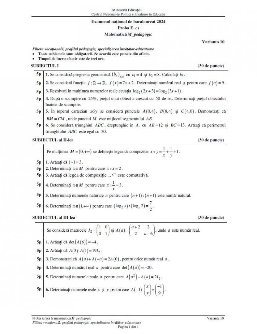 BAC 2024. SUBIECTELE și BAREMUL la Matematică. Ce au avut de rezolvat elevii, în funcție de profil