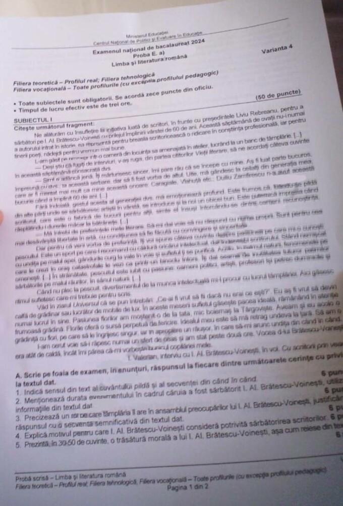 BAC de toamnă 2024: Ce subiecte au primit elevii la Limba și literatura română. Sute de elevi au susținut examenul la Cluj