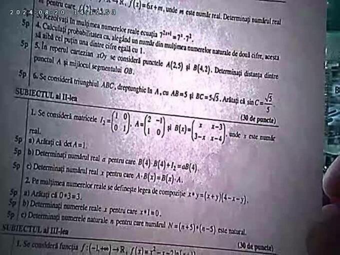 BAC 2024 de toamnă. Ce SUBIECTE au primit elevii la Matematică