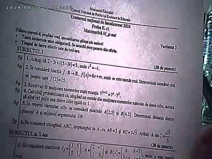 BAC 2024 de toamnă. Ce SUBIECTE au primit elevii la Matematică