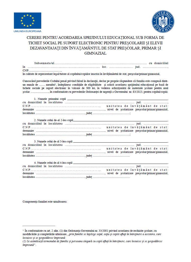 Cardurile educaționale de 500 de lei. Unde se depun cererile și cum arată formularul care trebuie completat