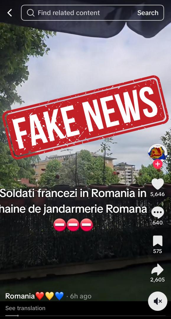 MApN avertizează asupra unui fake news de pe TikTok: Soldați francezi, fals acuzați că ar interveni în România după alegeri