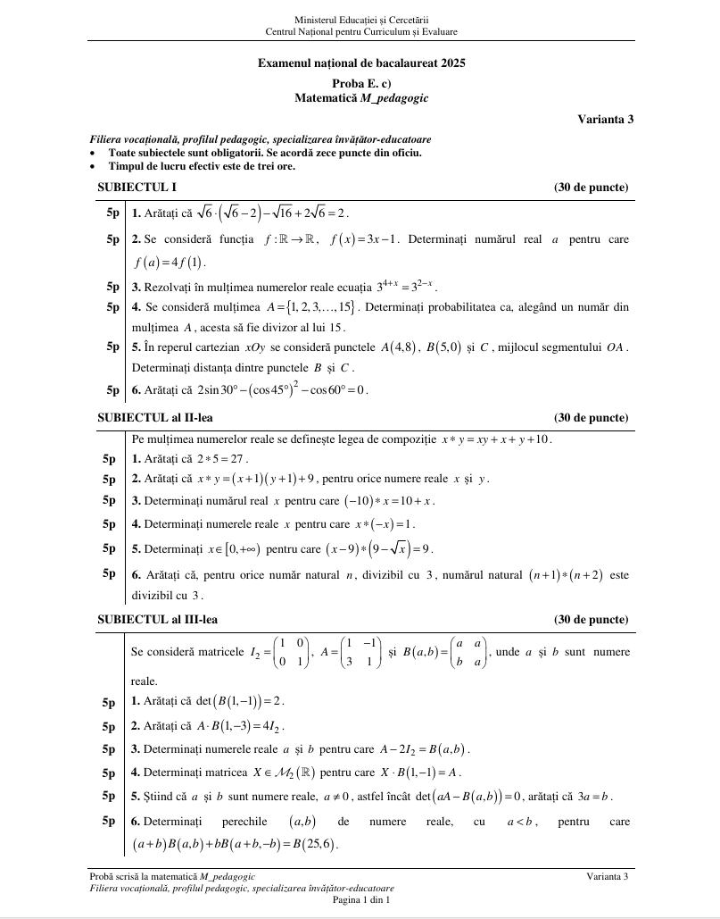 BAC 2025. SUBIECTELE și BAREMUL la Matematică. Ce au avut de rezolvat elevii, în funcție de profil