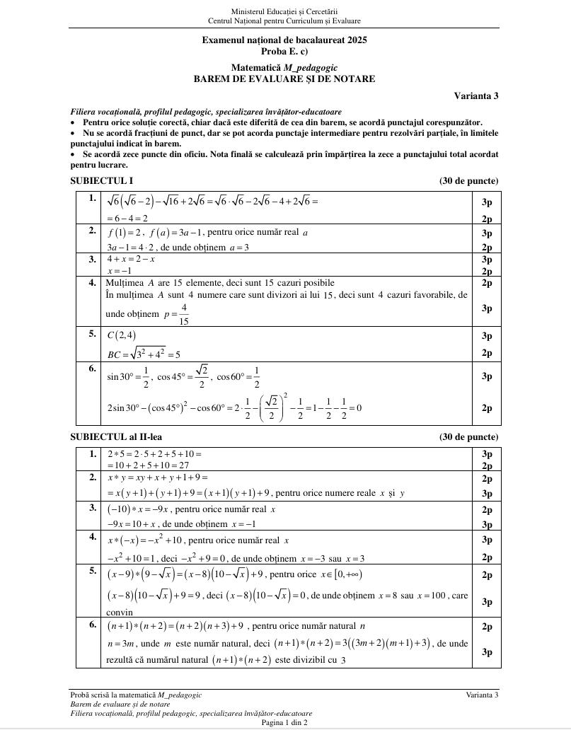 BAC 2025. SUBIECTELE și BAREMUL la Matematică. Ce au avut de rezolvat elevii, în funcție de profil