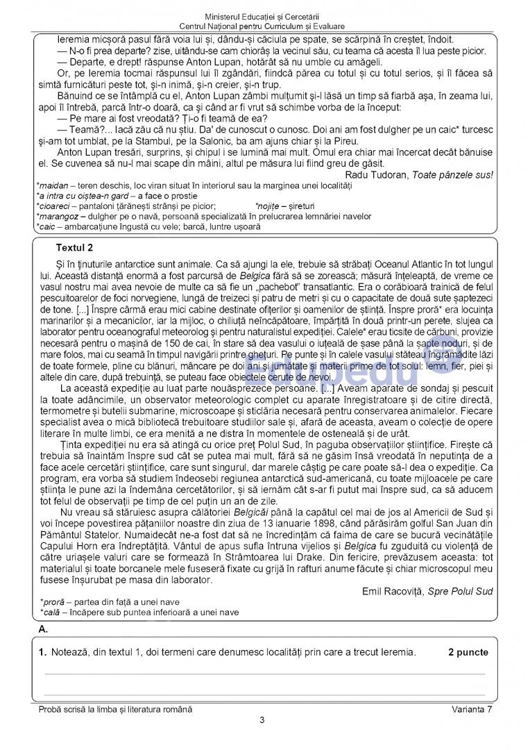 Evaluarea Națională 2025. SUBIECTELE și BAREMUL la proba de Limba română
