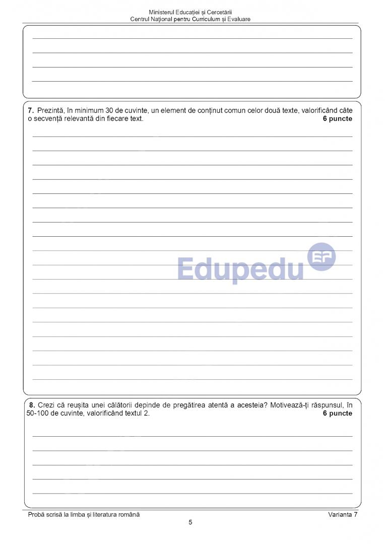 Evaluarea Națională 2025. SUBIECTELE și BAREMUL la proba de Limba română