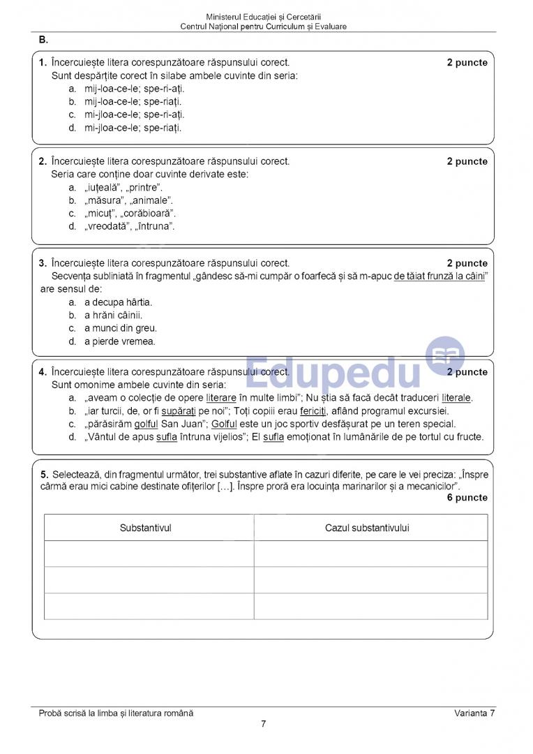 Evaluarea Națională 2025. SUBIECTELE și BAREMUL la proba de Limba română