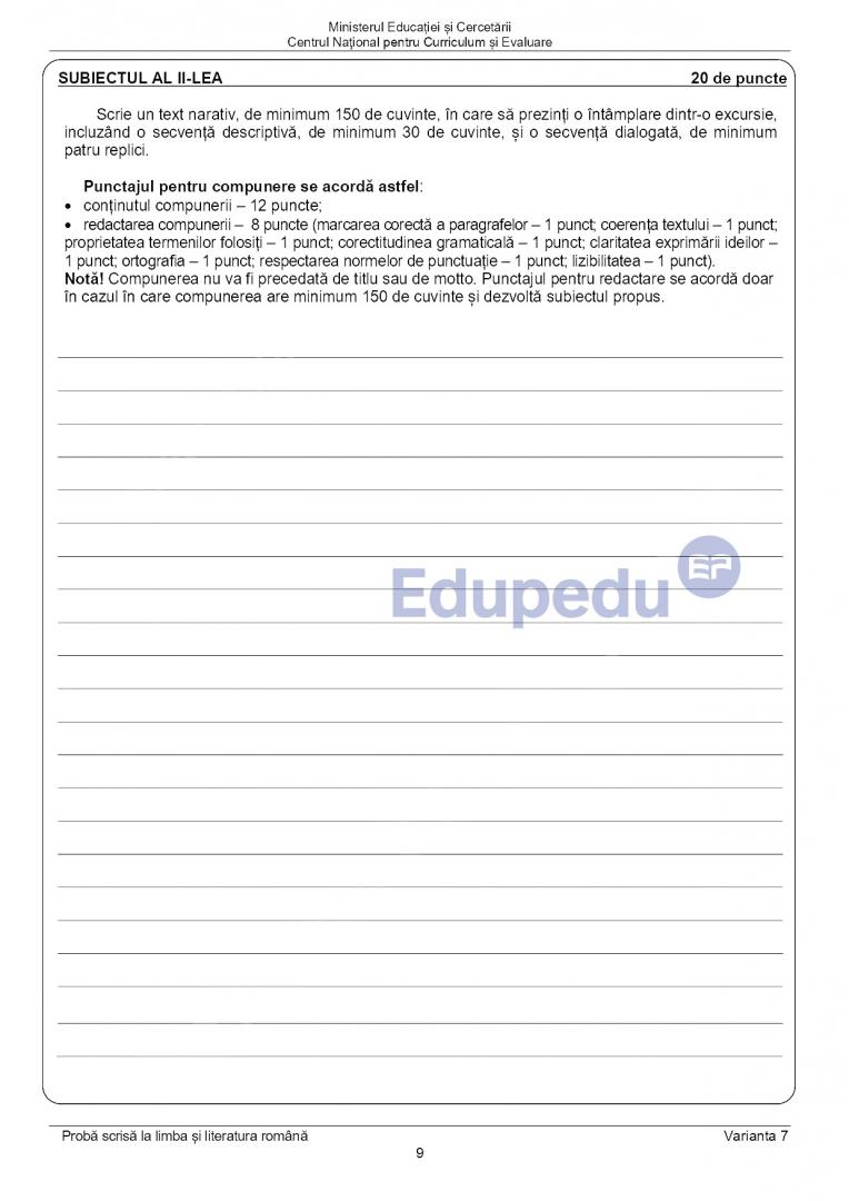 Evaluarea Națională 2025. SUBIECTELE și BAREMUL la proba de Limba română