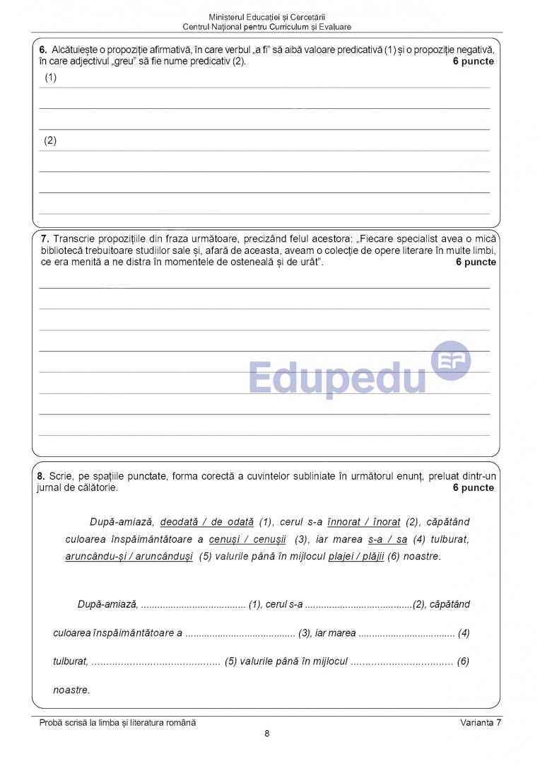 Evaluarea Națională 2025. SUBIECTELE și BAREMUL la proba de Limba română
