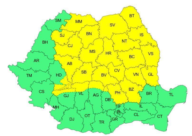 Cod galben de furtuni în Cluj și alte județe din țară: averse torențiale și vijelii