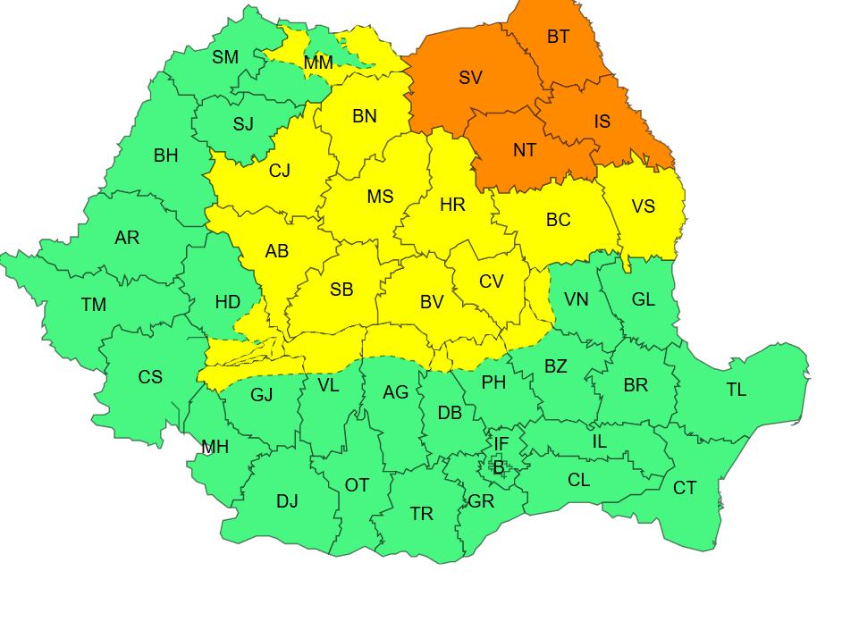 Clujul sub cod galben: ploi torențiale și vijelii în tot județul