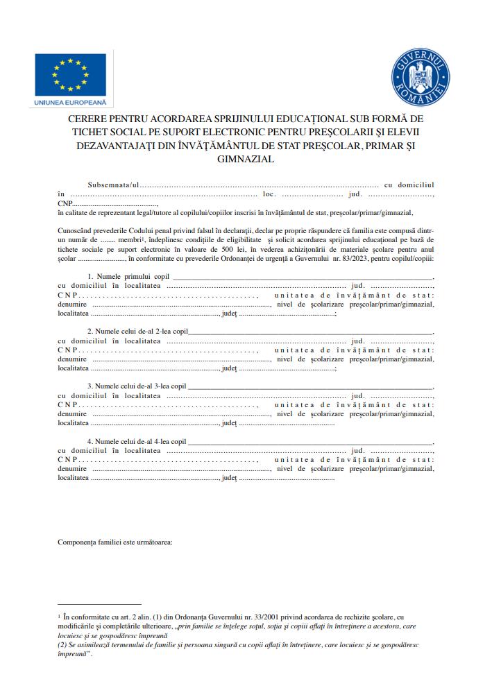 Cum arată cererile pentru cardurile educaționale de 500 de lei din noul an școlar. Cine poate beneficia de bani