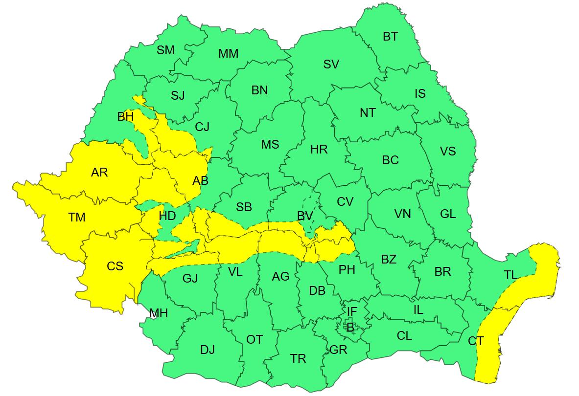 Atenționare COD GALBEN de vânt puternic în Cluj! Rafale pot ajunge până la 110 km/h