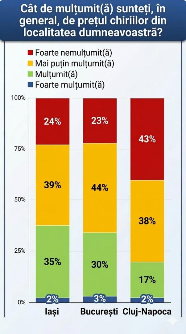 Chiriile st&acirc;rnesc cele mai mari nemulțumiri la Cluj: 81% dintre locuitori spun că sunt prea scumpe