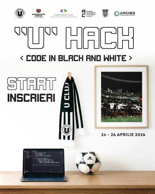 E momentul să intri &icirc;n joc! S-au deschis &icirc;nscrierile pentru &bdquo;U&rdquo; Hack 2026: UTCN și FC Universitatea Cluj aduc tehnologia pe teren
