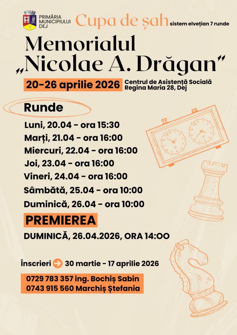 Șahiștii &icirc;și dau &icirc;nt&acirc;lnire la Dej: 7 zile de partide &icirc;n sistem elvețian dedicate pasionaților acestui sport